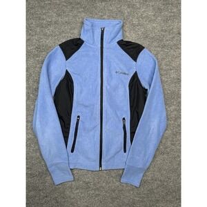 Columbia Fleece Jacket Womens S Blue Black Full Zip Mock Neck XL6811 Excellent